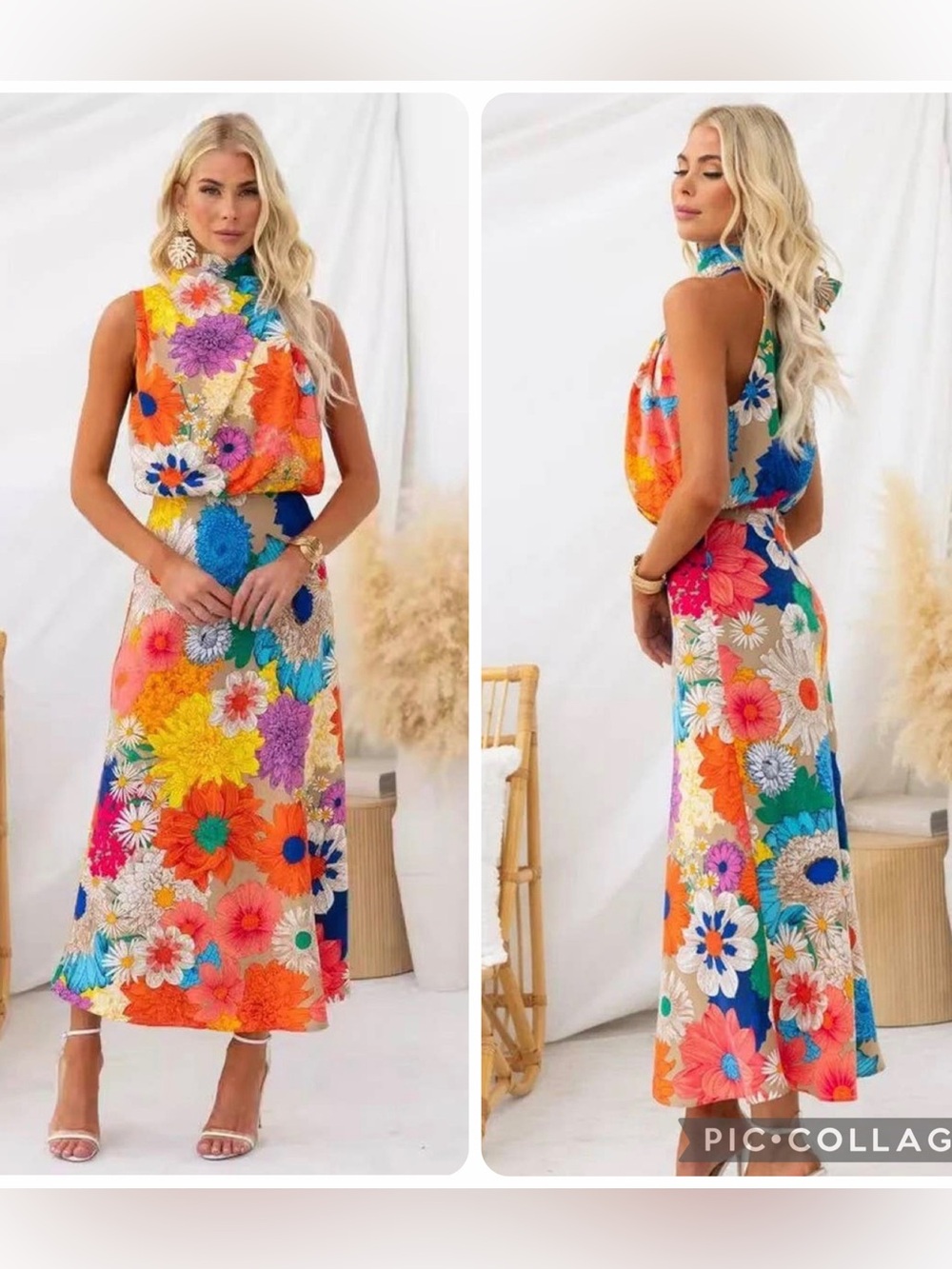 NWT Commense Floral Halter Dress